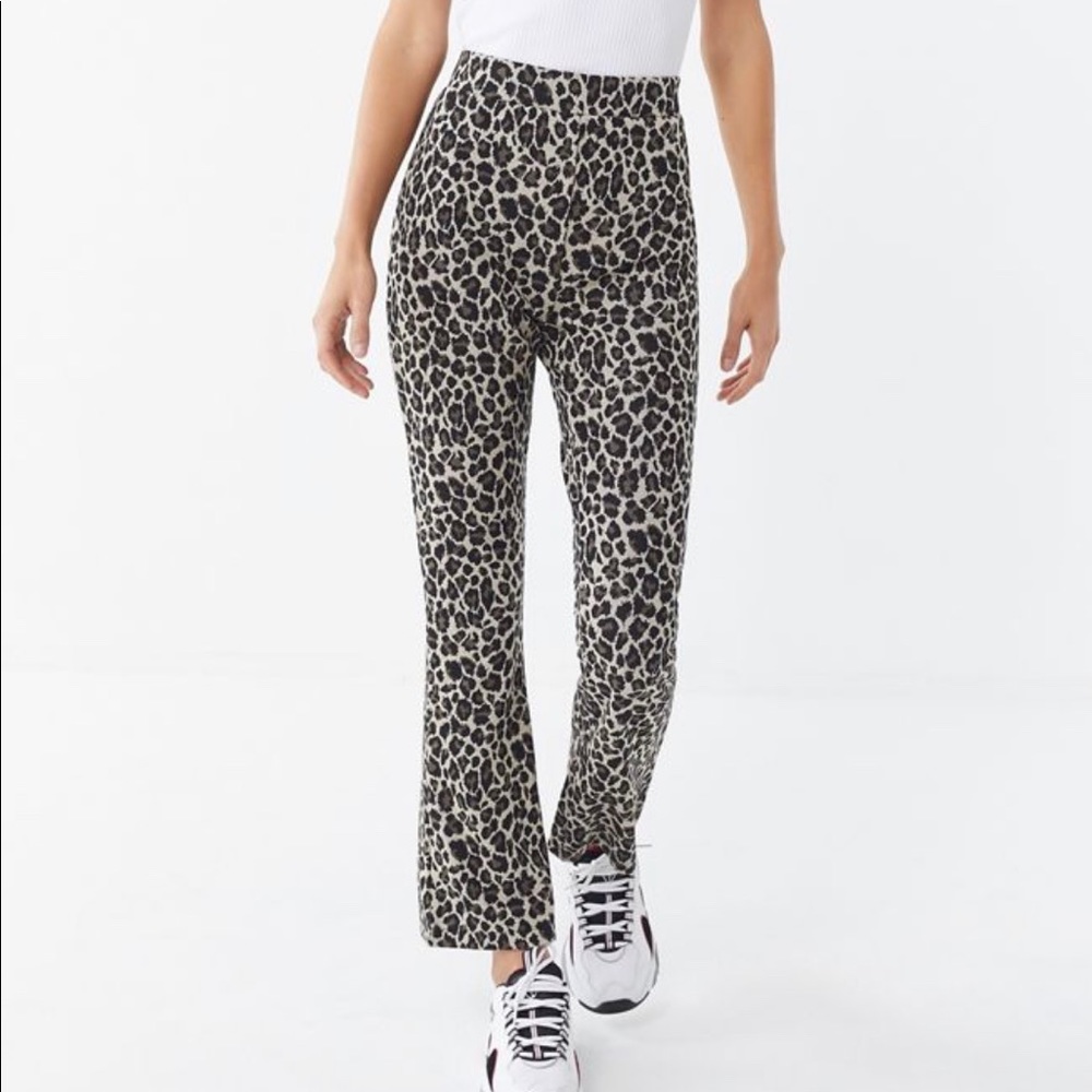 UO high-waisted kick flare cheetah pants